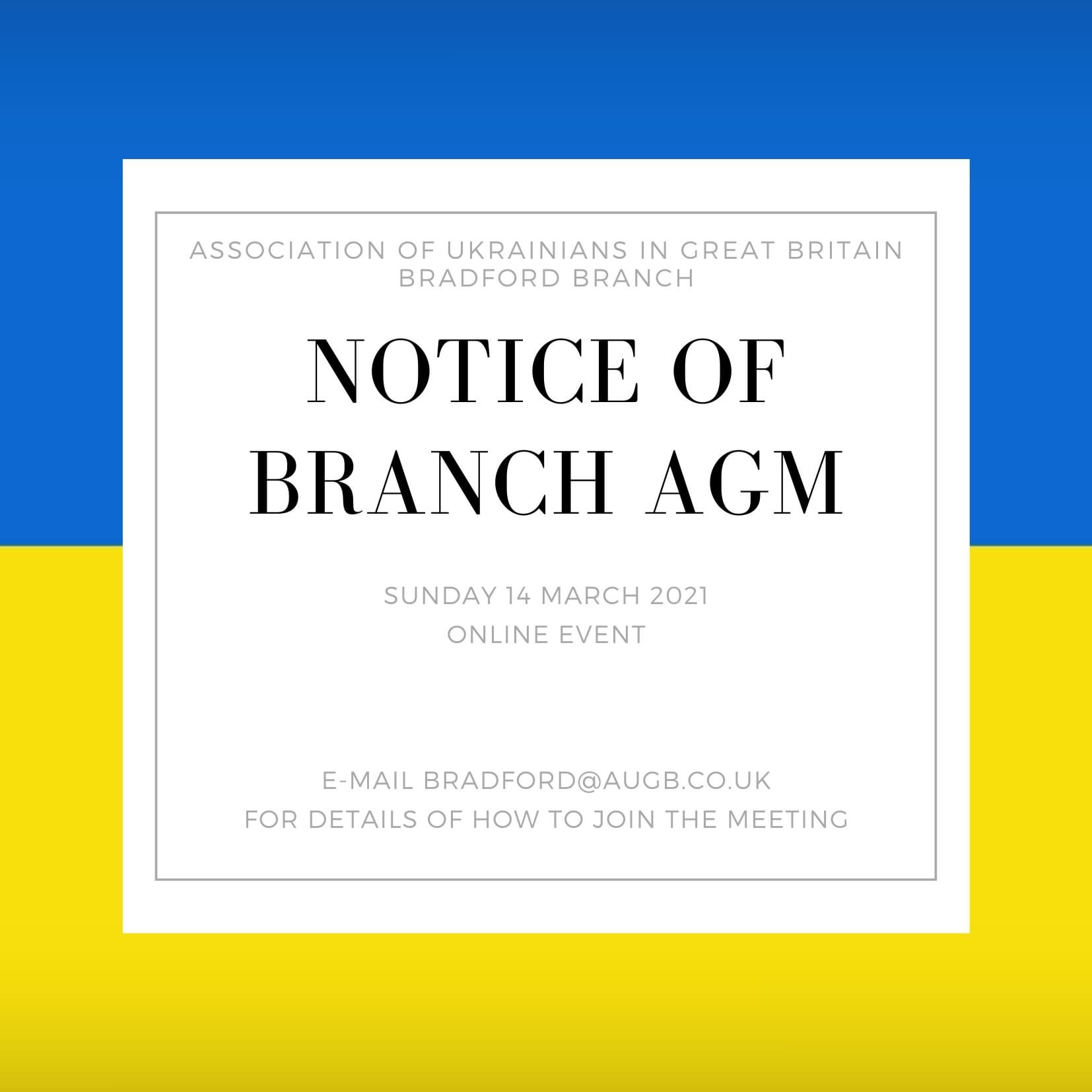 Notice of Annual General Meeting – AUGB Bradford Branch